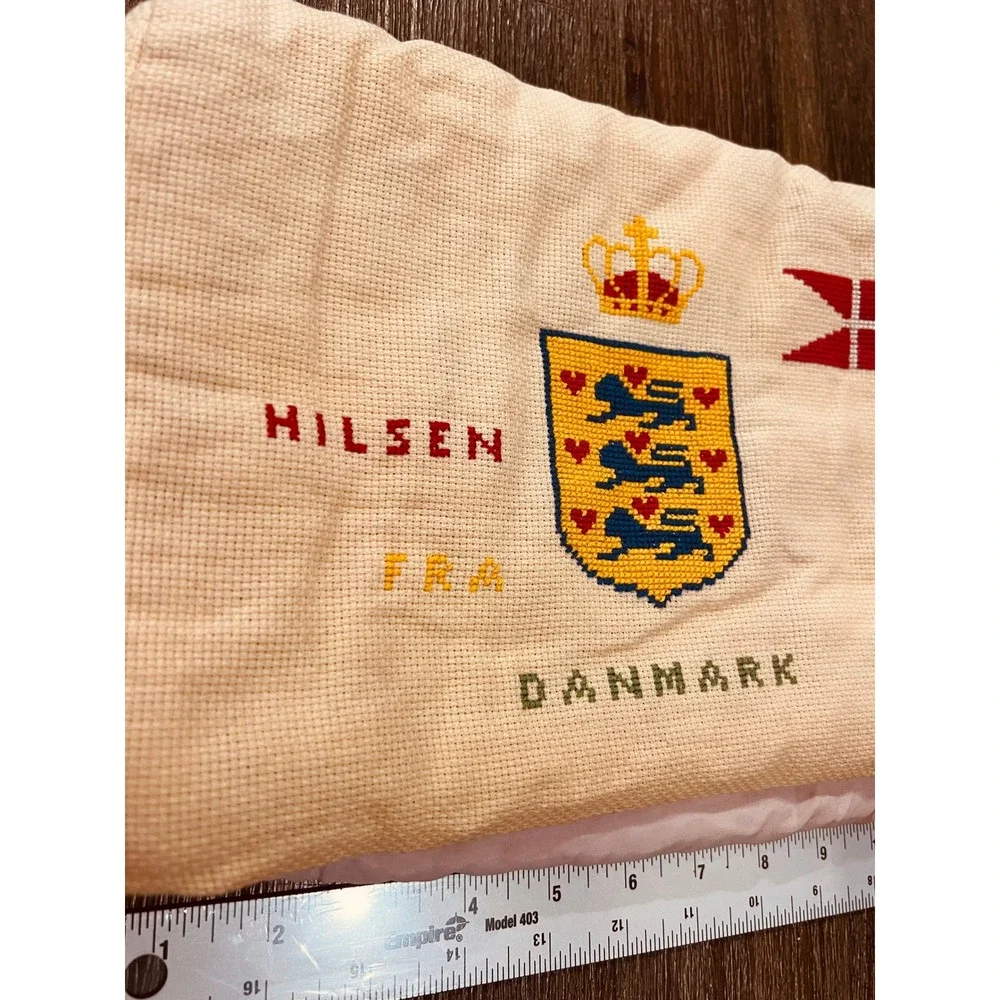 Vintage Danish Needlepoint Tea Cozy Hilsen Fra Danmark Nykøbing M Embroidery